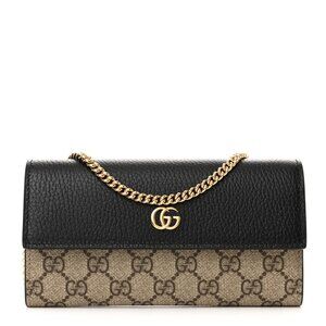 AUTHENTIC GUCCI Monogram & Black Leather Shoulder Bag